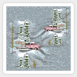 Winter glamping Vintage Camper Sticker